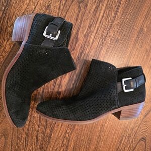 Sam Edelmon Black Suede and Leather Ankle Booties Size 6.5